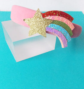 Girls Rainbow Glitter Pink Headband