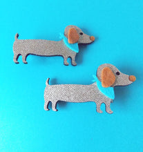 Load image into Gallery viewer, Girls Gold Sausage Dog Headband and Hair Clip Set
