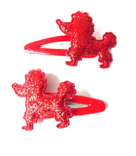 Load image into Gallery viewer, Girls Red Poodle Headband and Hair Clip Set
