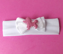 Load image into Gallery viewer, Girls White and Pink Poodle Headband and Hair Clip Set
