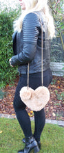 Load image into Gallery viewer, Beige Faux Fur Heart Pom Pom Cross Body Bag
