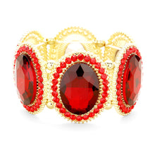 Load image into Gallery viewer, Red Oval Jewelled Stretch Bracelet
