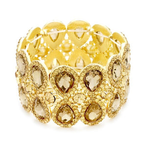 Gold Teardrop Crystal Jewelled Stretch Brcelet