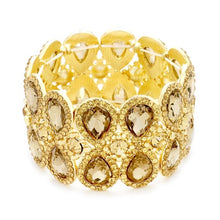 Load image into Gallery viewer, Gold Jewelled Teardrop Stretch Bracelet
