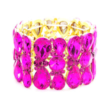 Load image into Gallery viewer, Cerise Pink Jewelled Stretch Bracelet
