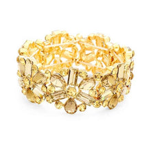 Load image into Gallery viewer, Gold Floral Jewelled Stretch Bracelet
