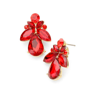 Red Jewelled Stud Earrings