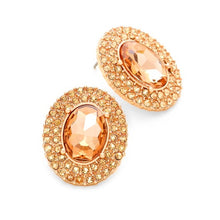 Load image into Gallery viewer, Rose Gold Oval Jewelled Stud Earrings
