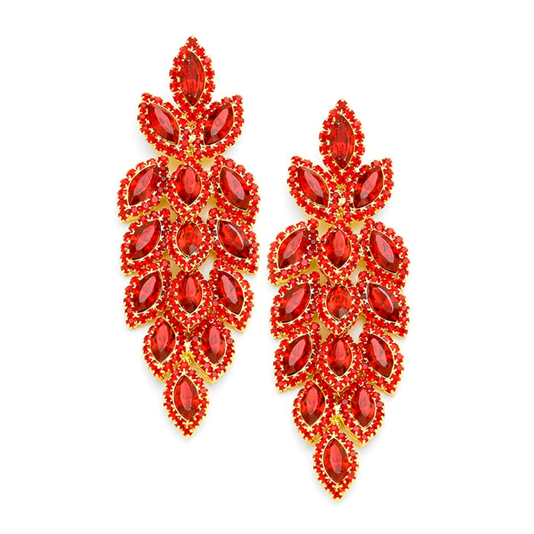 Red Crystal Vine Jewelled Prom Earrings