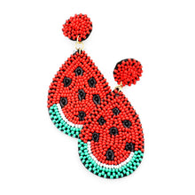 Load image into Gallery viewer, Red Watermelon Seed Bead Earrings
