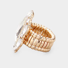 Load image into Gallery viewer, Chunky Gold Crystal Stretch Style Cocktail Ring
