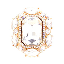 Load image into Gallery viewer, Chunky Gold Crystal Stretch Style Cocktail Ring
