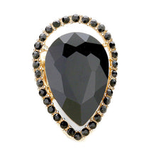 Load image into Gallery viewer, Black Jewelled Teardrop Stretch Cocktail Ring
