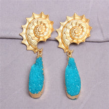 Load image into Gallery viewer, Turquoise Druzy Drop Earrings
