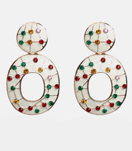 Load image into Gallery viewer, White Enamel Jewelled Statement Earrings
