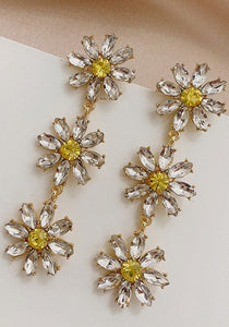 Clip On Jewelled Daisy Chain Earrings