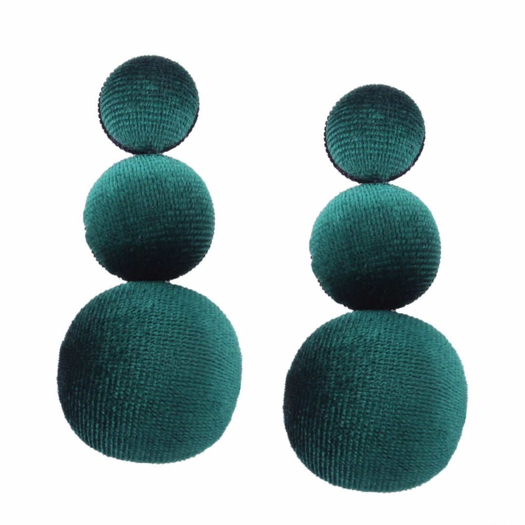 Green Velvet Drop Earrings
