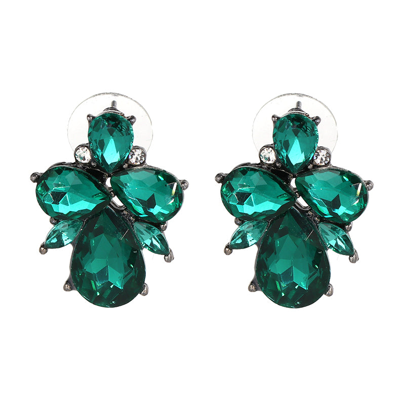 Emerald Green Jewelled Stud Earrings
