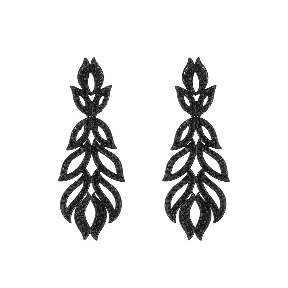 Black Jewelled Drop Statement Earrings