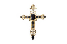 Load image into Gallery viewer, Black and Gold Baroque Style Crucifix Brooch
