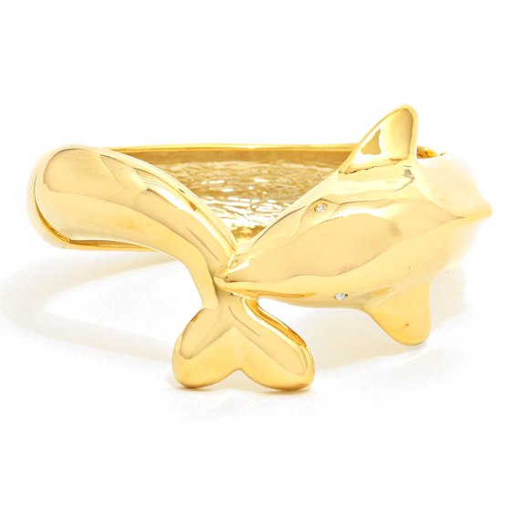 Gold Dolphin Bangle Bracelet