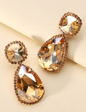 Load image into Gallery viewer, Gold Faceted Jewel Teardrop Statement Earrings
