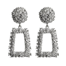 Load image into Gallery viewer, Silver Textured Geometric Earrings
