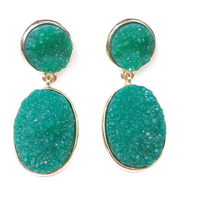 Green Druzy Style Earrings