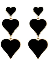 Load image into Gallery viewer, Black Heart Drop Earrings
