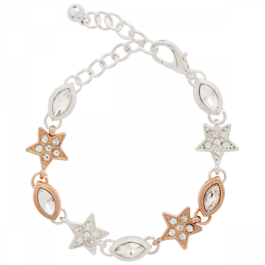 Rose Gold and Silver Crystal Star Bracelet