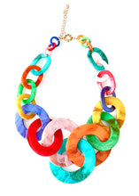 Load image into Gallery viewer, Multi-Coloured Resin Chain Statement Necklace
