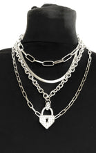 Load image into Gallery viewer, Layered Silver Padlock Necklace Set
