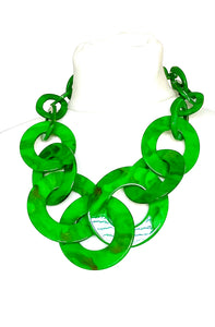 Green Resin Chain Statement Necklace