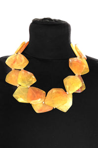 Yellow Acrylic Bead Two Row Necklace