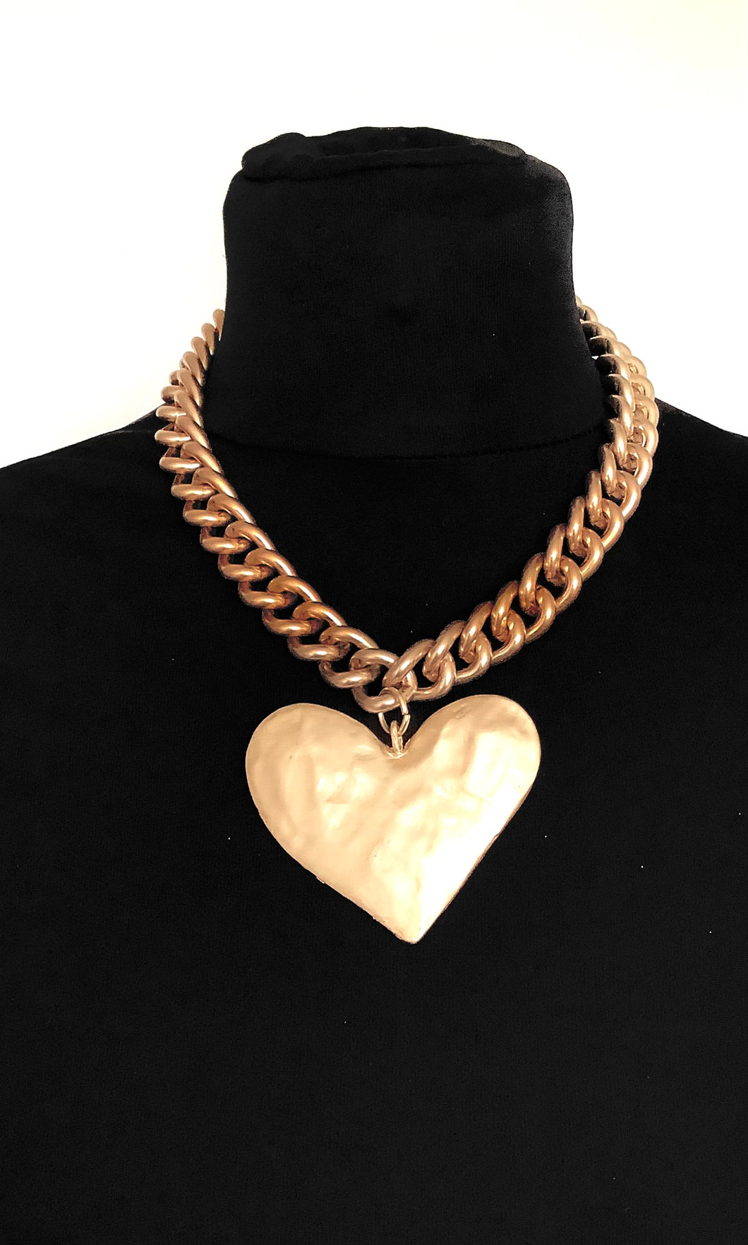 Matte Gold Heart Chunky Chain Necklace