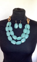 Load image into Gallery viewer, Mint Green Bead Necklace and Earrings Set
