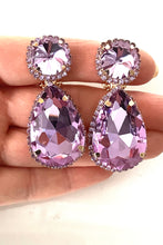 Load image into Gallery viewer, Clip On Lilac Teardrop Earrings
