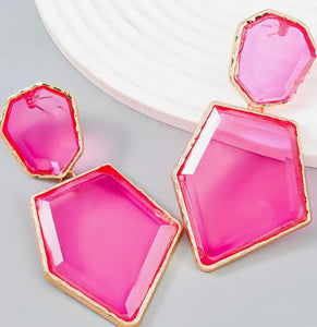 Pink Resin Drop Earrings