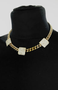Gold and Crystal  Vintage Choker Necklace Set