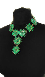 Green Floral Jewelled Statement Necklace