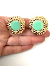 Load image into Gallery viewer, Clip On Mint Green Vintage Earrings
