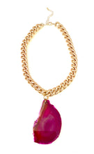 Load image into Gallery viewer, Pink Agate Slice Chain Necklace
