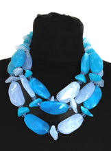 Load image into Gallery viewer, Chunky Blue Bead Three Tier Statement Necklace

