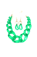 Load image into Gallery viewer, Bright Green Chunky Acrylic Chain Statement Necklace Set
