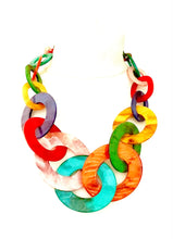 Load image into Gallery viewer, Multi-Coloured Resin Chain Statement Necklace
