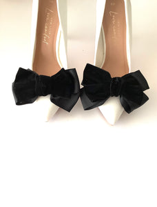 Black Velvet Shoe Bow Clips