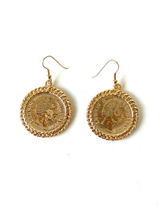 Gold Vintage  Coin Earrings