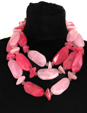 Load image into Gallery viewer, Chunky Pink Three Tier Bead Statement Necklace
