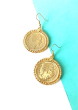 Load image into Gallery viewer, Gold Vintage  Coin Earrings
