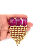 Load image into Gallery viewer, Vintage Purple and Gold Tassel Brooch
